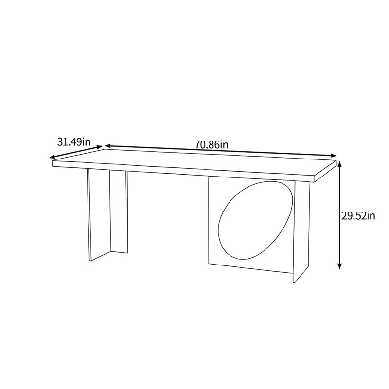 Table de comptines élégante en bois massif, H 29,52 po x L 70,86 po x l 31,49 po