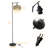 Industrial Floor Lamp With Rustic Stripe Lampshade Standing Pole Light Heavy Base E26 Socket Footswitch For Bedroom Office Reading Study