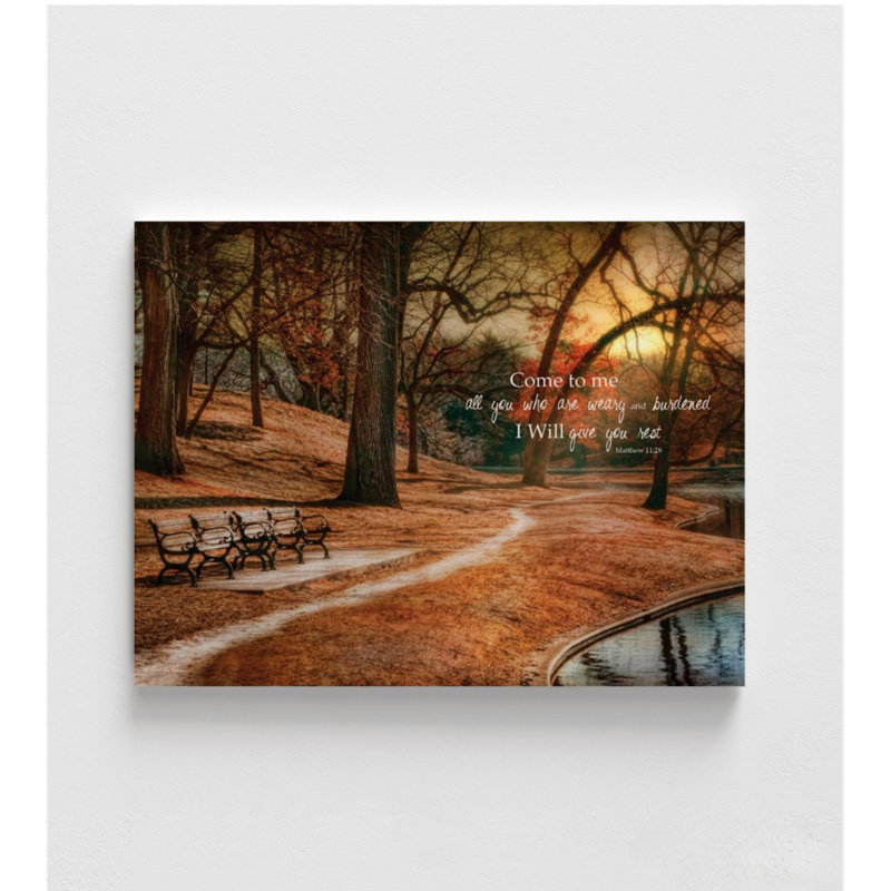 «Church Fall Season Matthew 11: 28 Bible Verse Wall Decor», reproduction d'art de pasteur rustique, idée de cadeau d'automne pour grand-mère