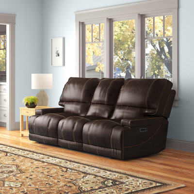 Adlan 89'' Leather Power Reclining Sofa