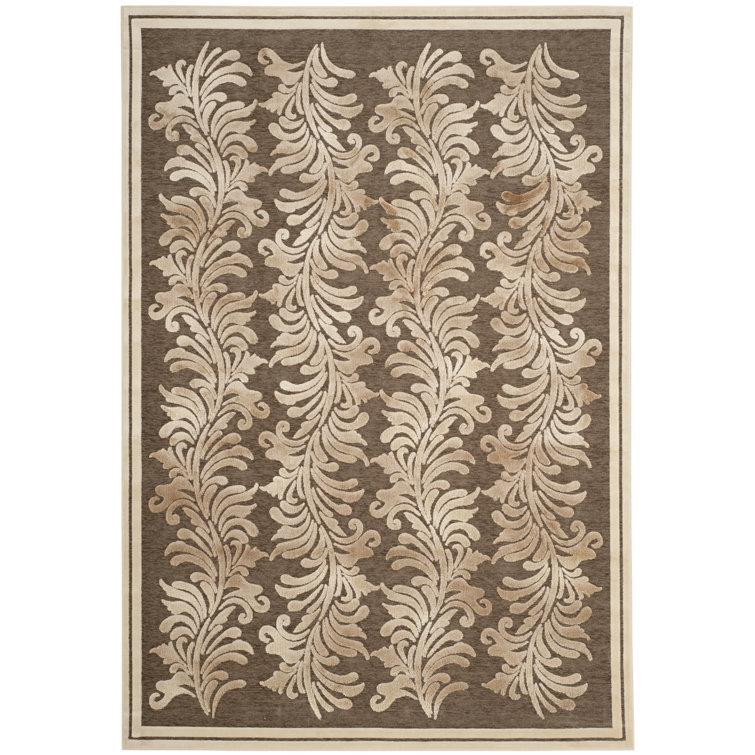Tapis floral beige / brun Plume