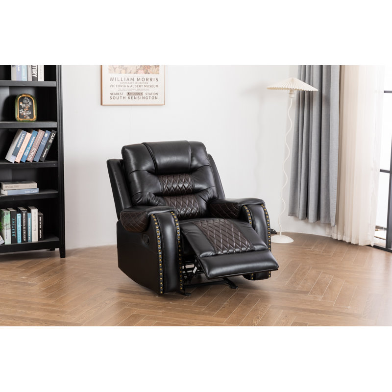 Fauteuil inclinable et berçant en cuir Ilyia, Similicuir brun / noir