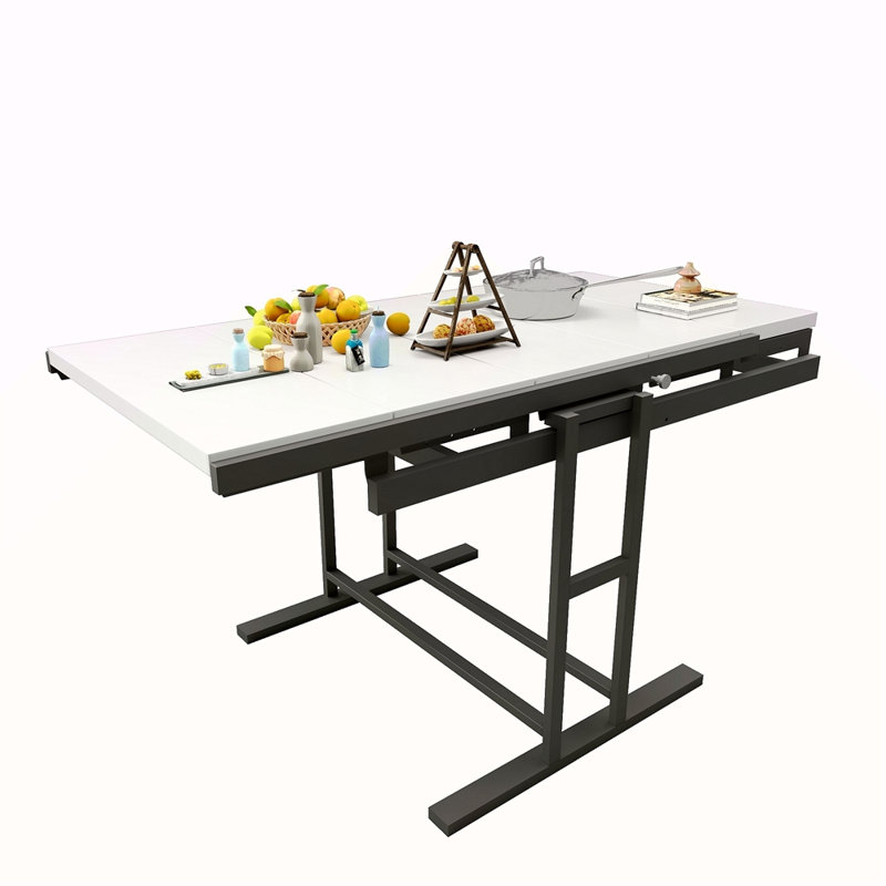Table de salle à manger convertible multifonctionnelle en bois d'acajou massif