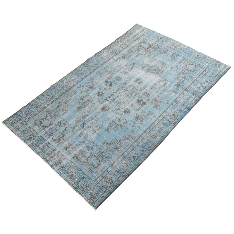 Tapis transitionnel de couleur bleu clair 6 pi 1 po x 9 pi 7 po