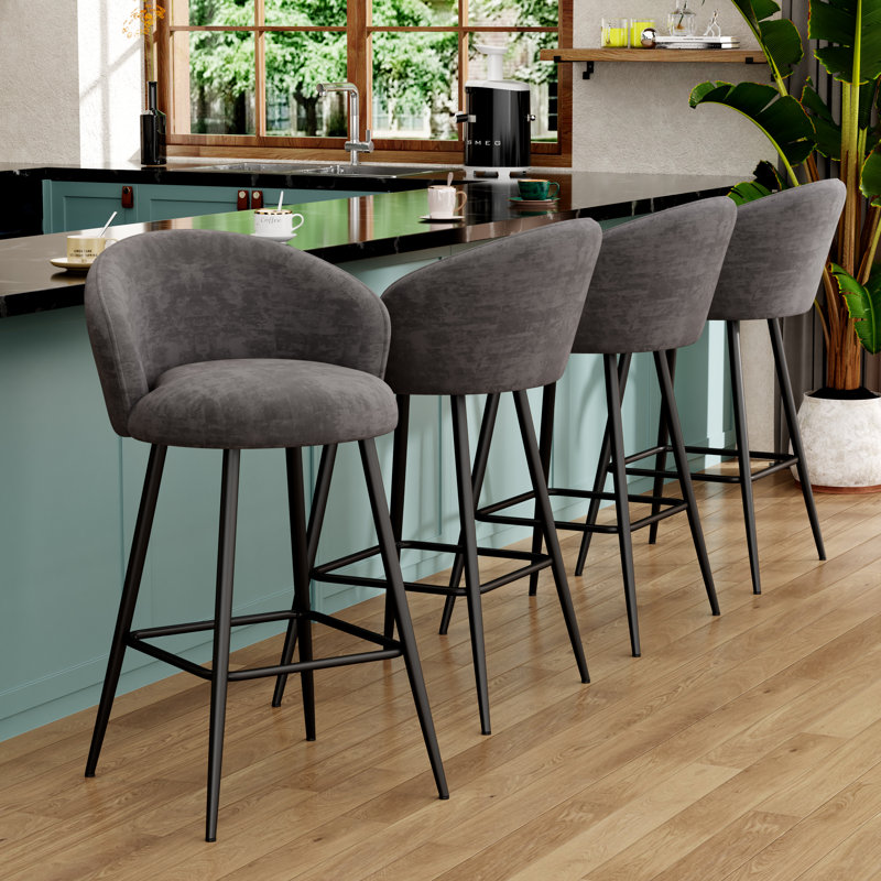 Upholstered Counter Stool With Metal Frame, Ivory, Counter Stool (24” Seat Height), 2