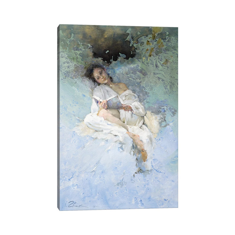 «Reading» par Ihor Juk - reproduction d'art sur toile tendue, H 18 po x l 12 po x 1,5 po