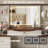 Makeup Vanity Desk With Mirror, Lights & Power Outlet, 54" Large Vanity Table With Glass Top, RGB Drawer & Magnifying Mirror, Make Up Desk With 3 Shelves & 7 Drawers, White-1607374341