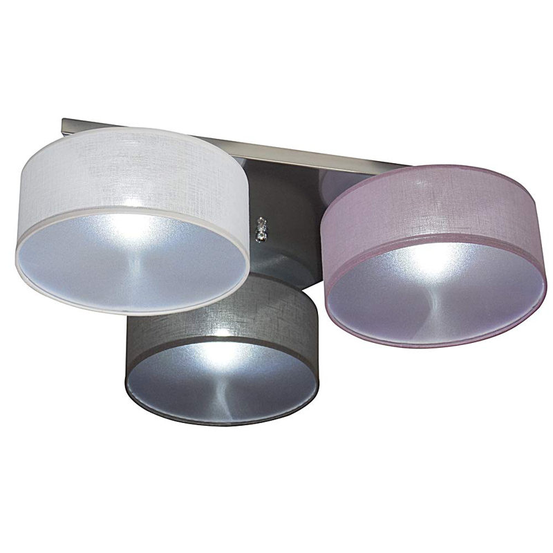 Pulley Fabric Semi Flush Mount, White/Purple/Anthracite