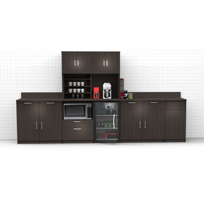 Raised Panel 138'' W x 75'' H Espresso Medium Density Fiberboard (MDF) Kitchen Cabinet Set Ready-to-Assemble