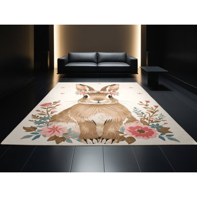 Tapis beige moelleux et moelleux à motif abstrait moderne et contemporain Fessler