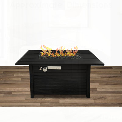 Table de foyer d'extérieur en acier au propane ou au gaz naturel avec couvercle, parfaite pour les réceptions à l'année et les rassemblements confortables