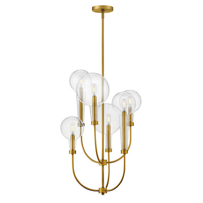 Alchemy 6-Light Clear Tapered Globe Pendant w/ U-Shaped Stems