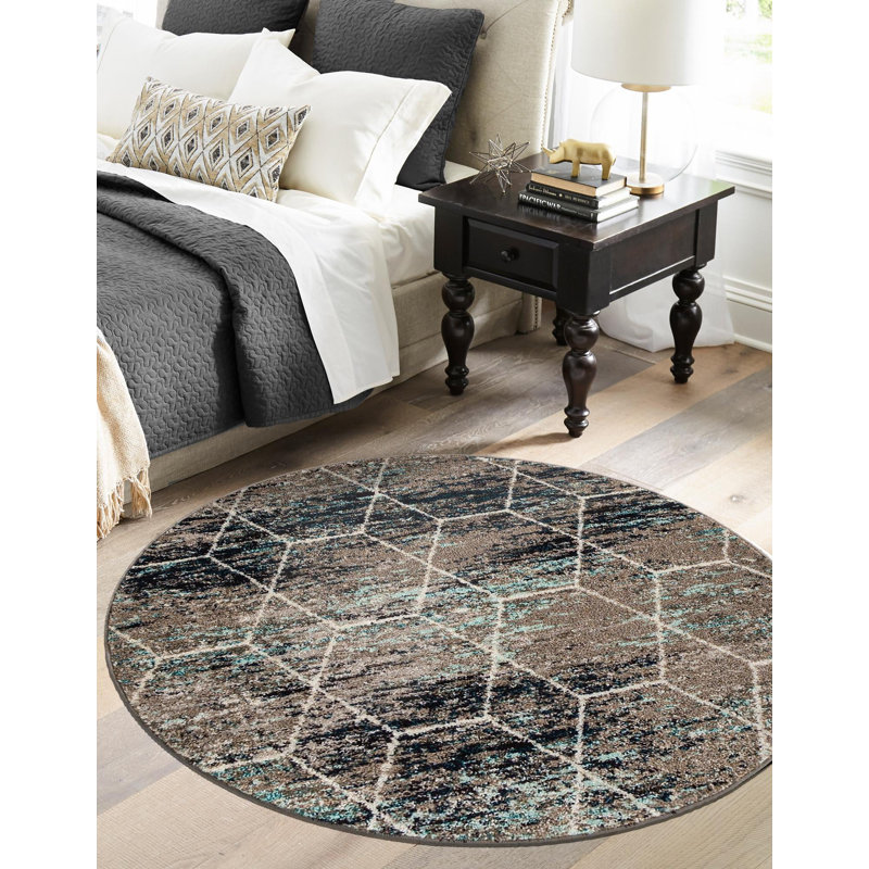 Johnstonville Geometric Indoor Rug, Round 7'1"