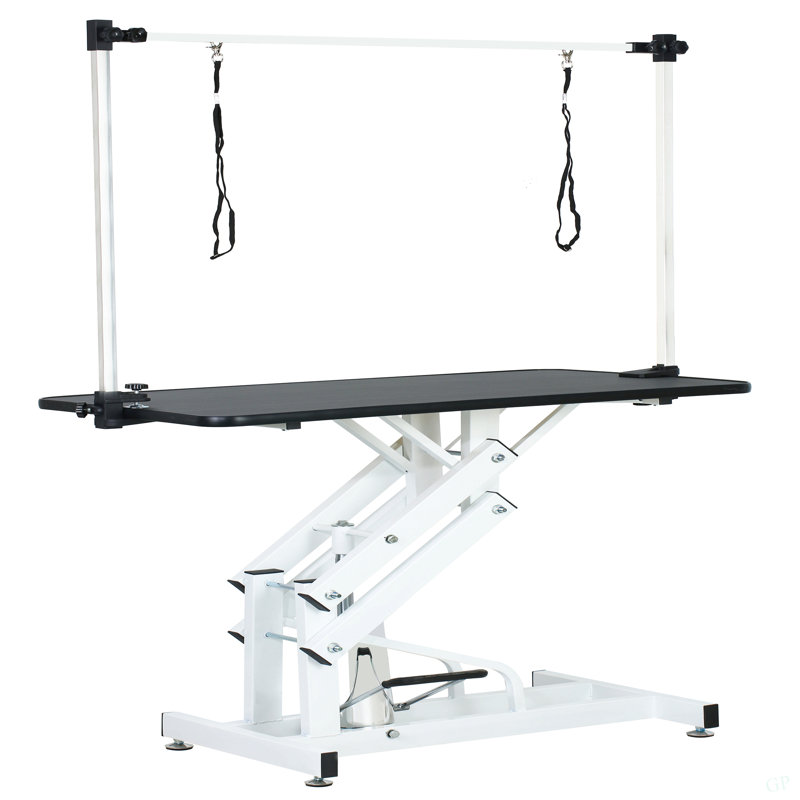 Table de toilettage hydraulique de 43 po pour chien lourd réglable et robuste avec cadre réglable, Noir