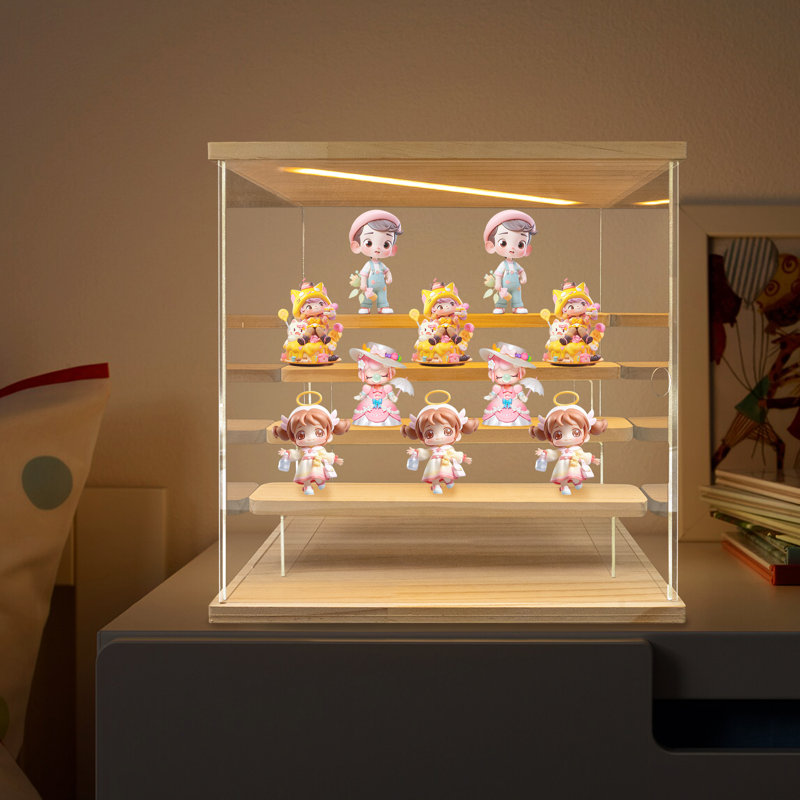 Vitrine en bois acrylique à 5 niveaux avec lumière
