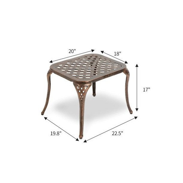 Table d'extérieur en aluminium noir - Mobilier de patio à dossier réglable et résistant aux intempéries avec revêtement antirouille pour le jardin et la terrasse