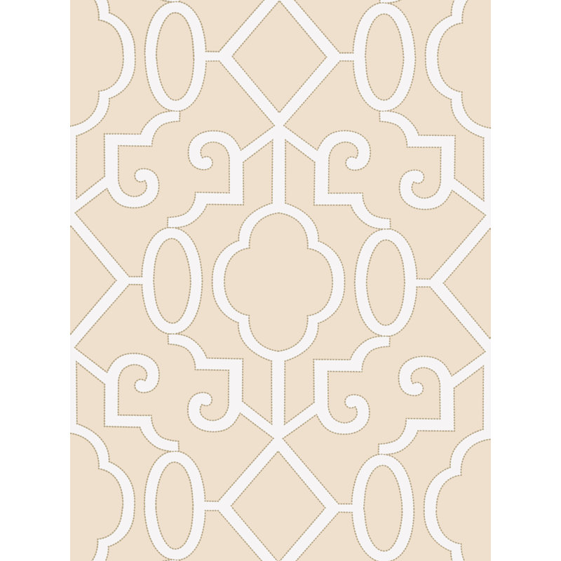 Oriana Geometric Metallic Wallpaper Roll, Alabaster
