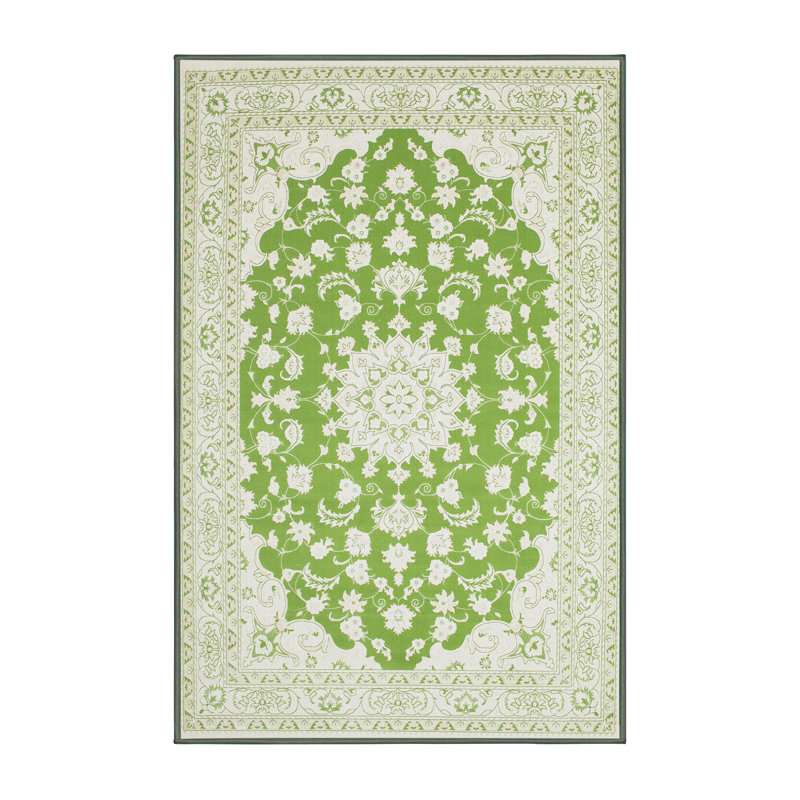 Tapis traditionnel vert / gris Danwood, Rectangle 6 pi x 9 pi