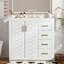 Meuble-lavabo de 36 po avec lavabo en céramique, armoire de rangement de salle de bain avec 3 tiroirs et portes à fermeture douce-1708555365