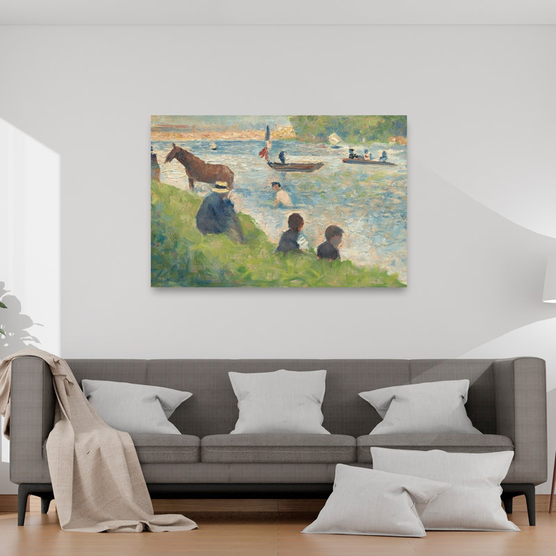 Horse And Boats, 1883-1884 Contemporary Horse Wall Art Print by Georges Pierre Seurat - Wrapped Canvas Print