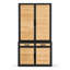 Armoire de rangement industrielle en bois de pin et en fer Aaliyah H 83 po avec 2 tiroirs, 4 portes et poignées noires pour le garage ou le bureau personnel