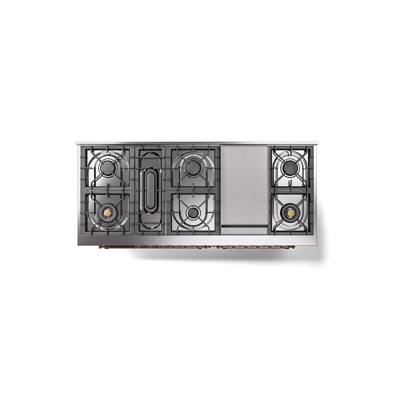 ILVE Nostalgie II 60 Dual Fuel Range, 9 Burners, Griddle, Emerald Green/Bronze, Natural Gas