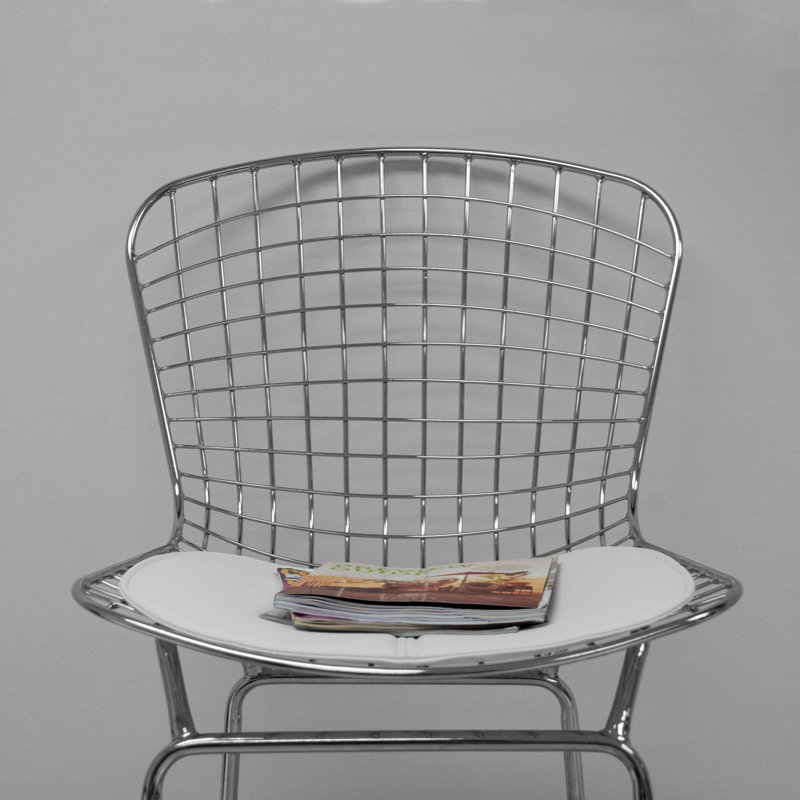 Jaaziah Upholstered Counter Stool with Metal Frame, White, Bar Stool (28" Seat Height)