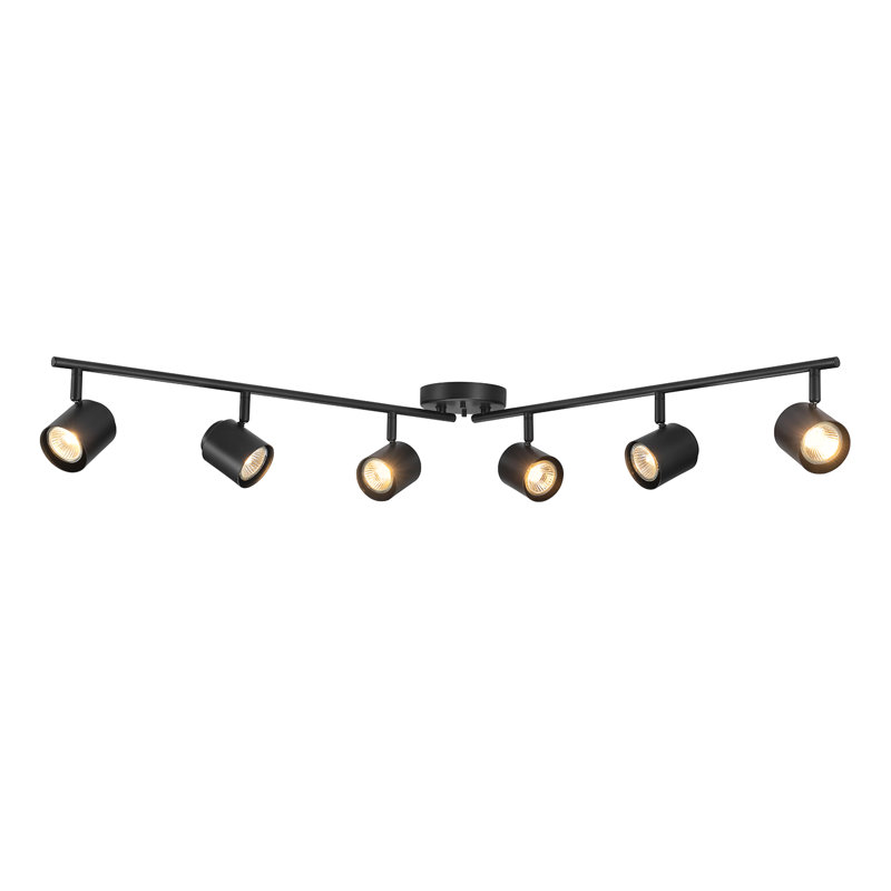 Éclairage sur rail pliable noir mat 6 lumières 47 "avec têtes pivotantes 47"