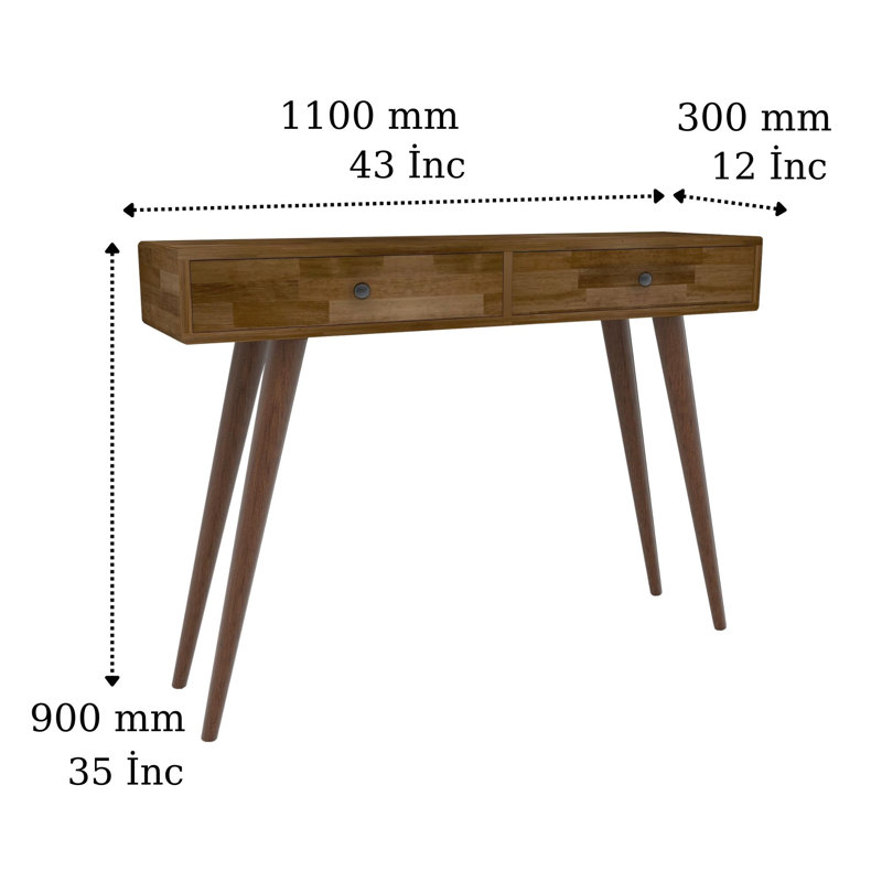 Console Table 110Cm Solid Wood Eradu, Walnut