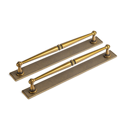 Vintage Ornate Backplate G017 Drawer Pull - Antique Brass, Decorative Detailed Handle For Cabinets & Furniture