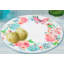 Napperons ronds tressés - Motif de fleurs de lapin blanc multi Pâques pour table de salle à manger - 13 pouces