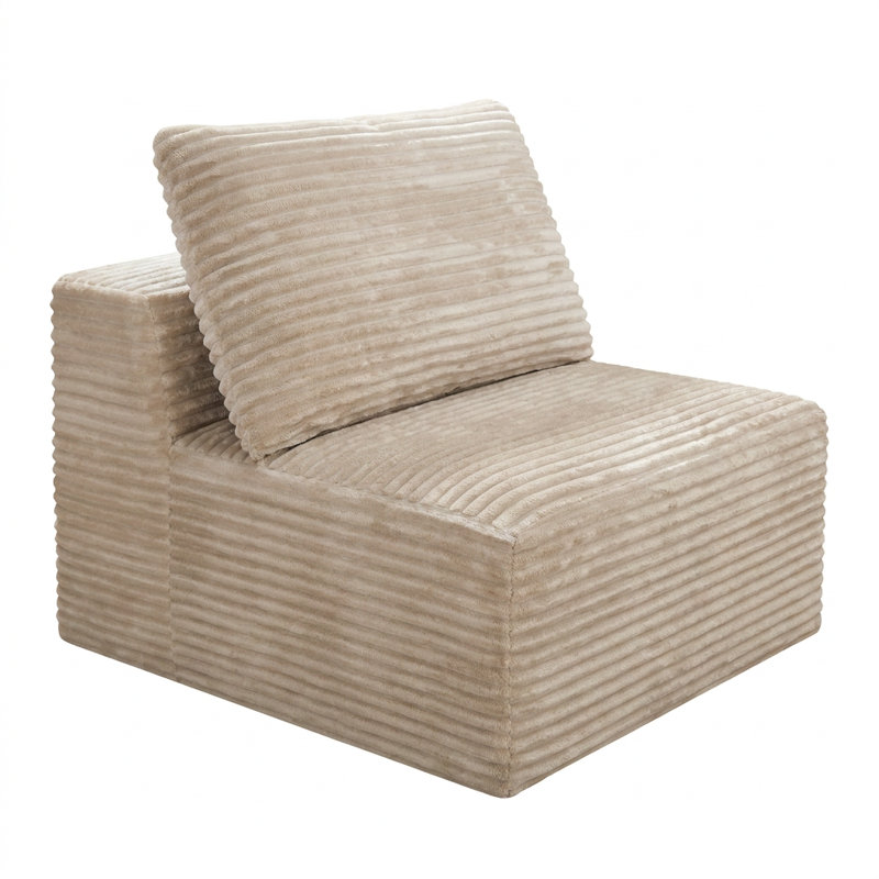 Canapé modulaire moderne sans accoudoirs, à compression ras du sol, Chameau