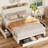 Upholstered Bed Frame with 3 Drawers, Bed with Storage Headboard and Charging Station-1245003317-1248422149