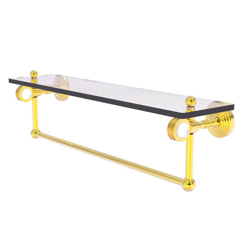 Tablette à support Jarrell, H 5,12 po x l 22 po x P 6,4 po, Laiton poli