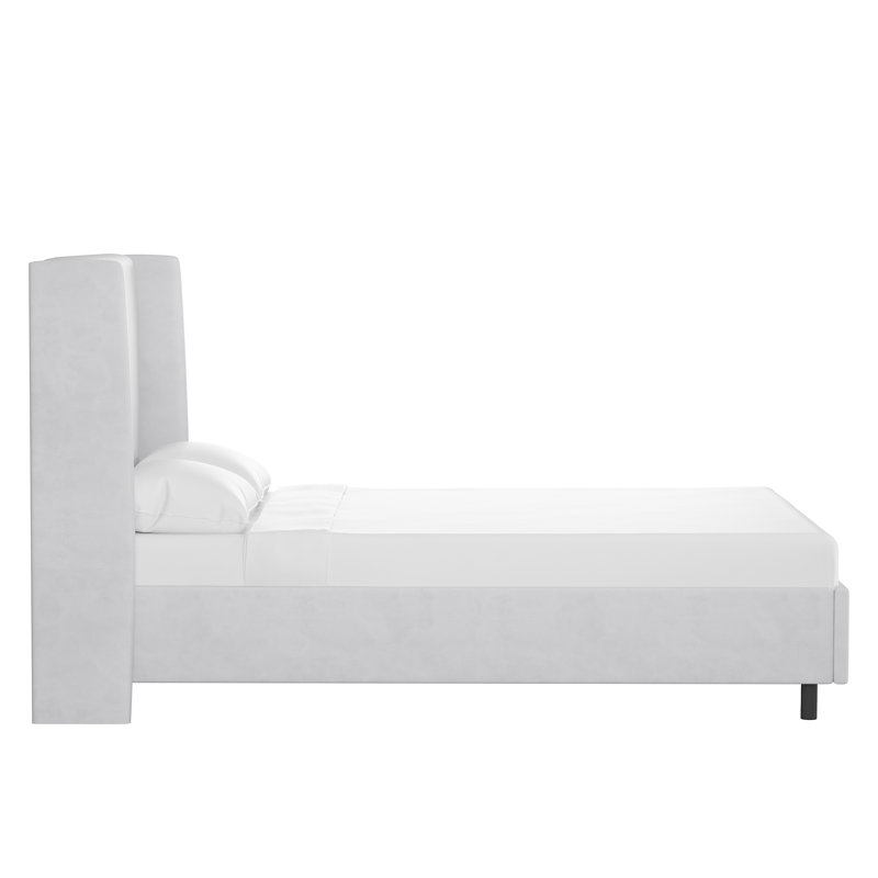 Tilly Upholstered Low Profile Platform Bed, Queen, Classic White Velvet