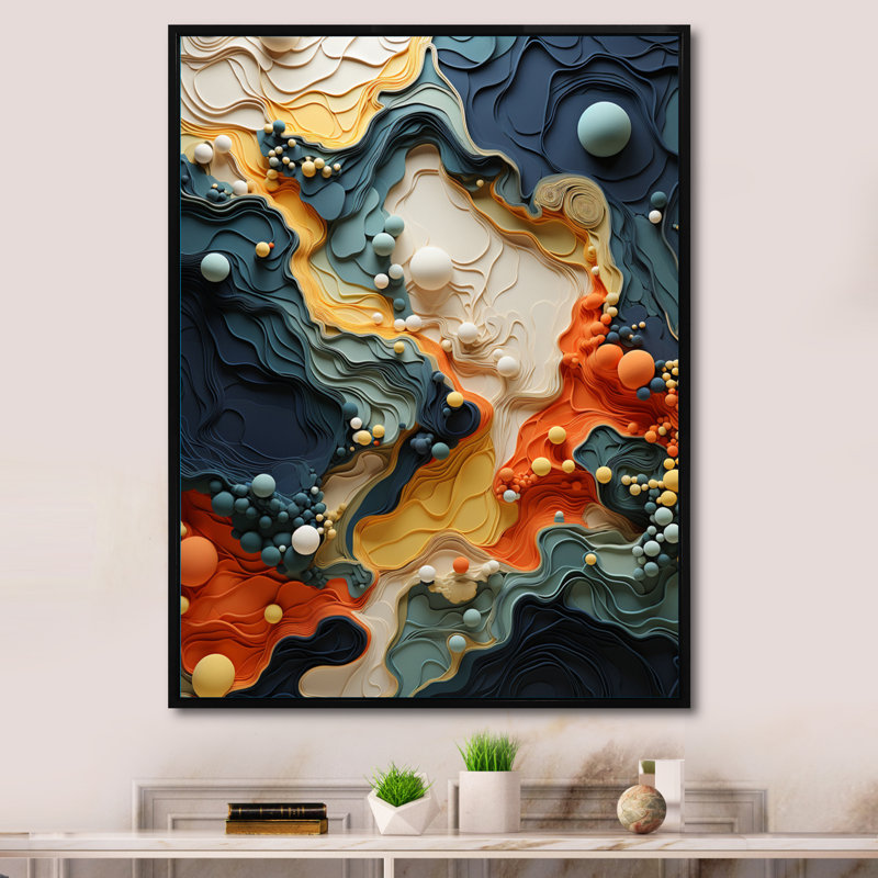 Biomorphism Organic Forms II - Biomorphism, art mural, Cadre flottant noir, H 32 po x l 16 po x P 1 po