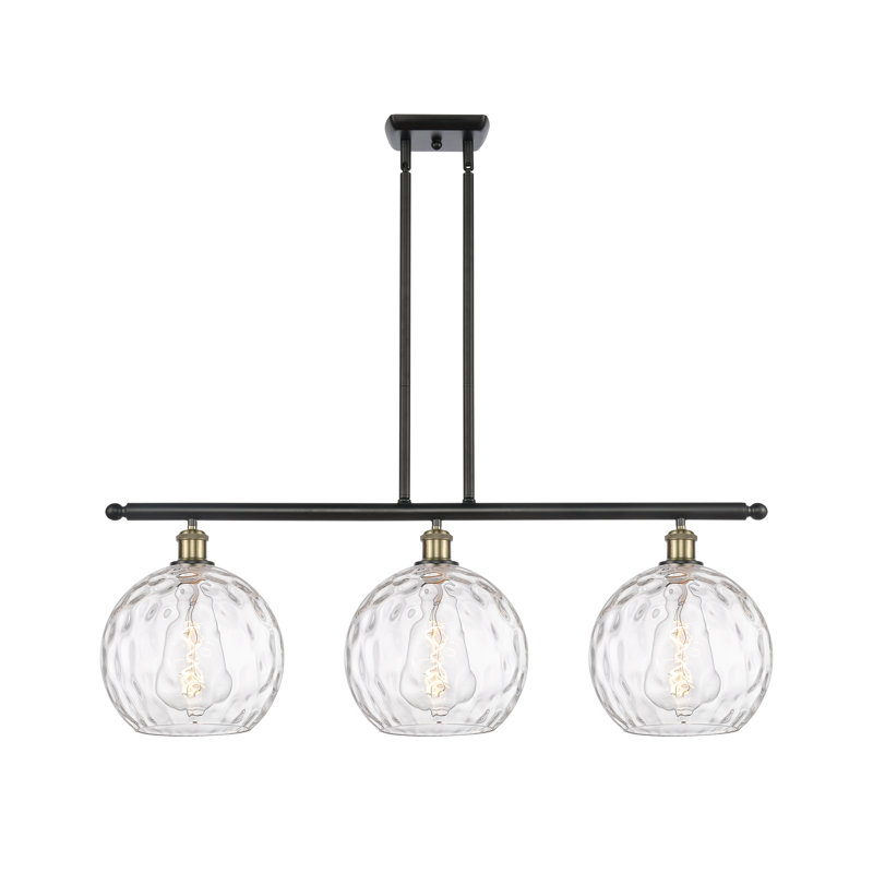 Luminaire suspendu linéaire à 3 lumières pour îlot de cuisine Cindi, Ampoule non incluse, Laiton antique noir