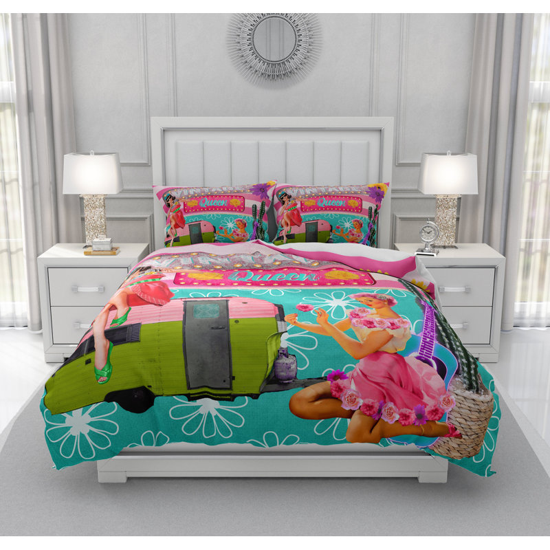  Ensemble de housse de couette Glamping Queen, Housse de couette grand + 2 taies décoratives