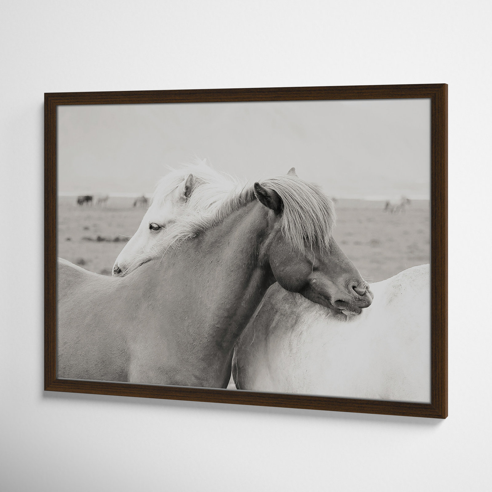 Melanie "Icelandic Meadow Horses" Print, 17" H x 23" W x 0.75" D, Walnut Wood Grain Framed