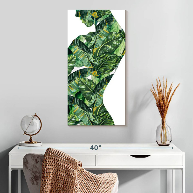 Silhouette de femme jungle, H 30 po x l 15 po