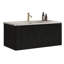 Meuble-lavabo moderne 36 po - Chêne noir rayé, lavabo en céramique blanche, transformation flottante pré-assemblée intégrée sans soudure