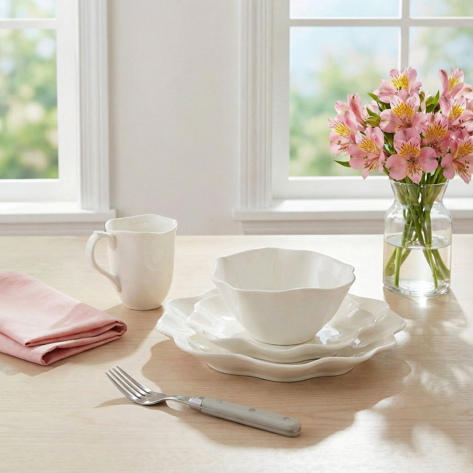 Sophie Conran Floret Stoneware Dinnerware Set, White