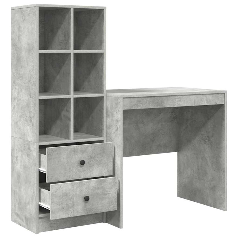 Desk With Storage With Drawer 2 Pcs 80 X 50 X 76 Cm, Concrete Grey