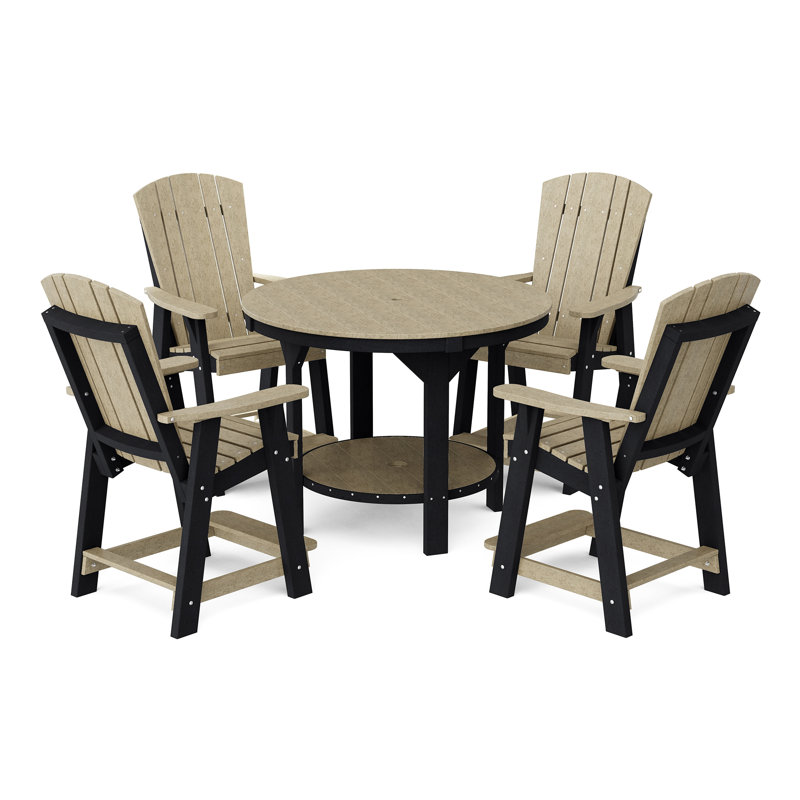 Heritage Pub Counter Set, 4, Weathered Wood/Black