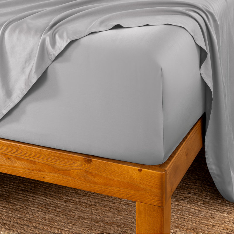 Drap-housse en rayonne de bambou, Gris clair, Drap-housse de taille très grand
