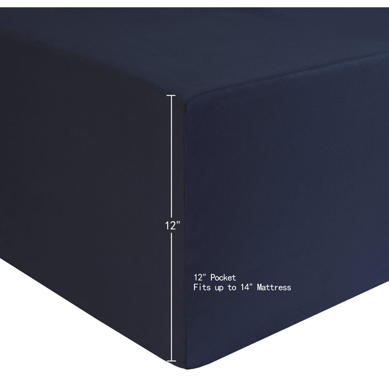 Videri Home Super Soft Sheet Set, Full Sheet Set + Fitted Sheet + 2 Pillowcases, Navy