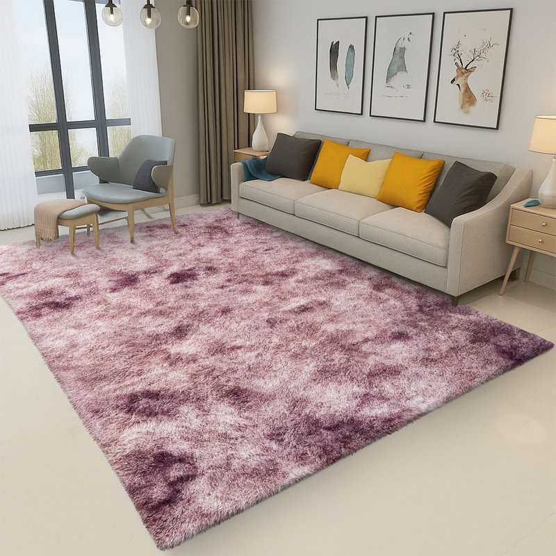 Standard Shag Area Rug Tye Dye Soft Fluffy Carpet, Rectangle 50 x 80 cm