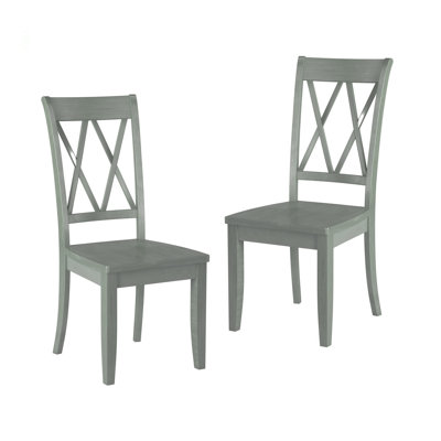 Casual Side Chairs Set Of 2 Pine Veneer Transitional Double-X Back Design Dining Room Furniture