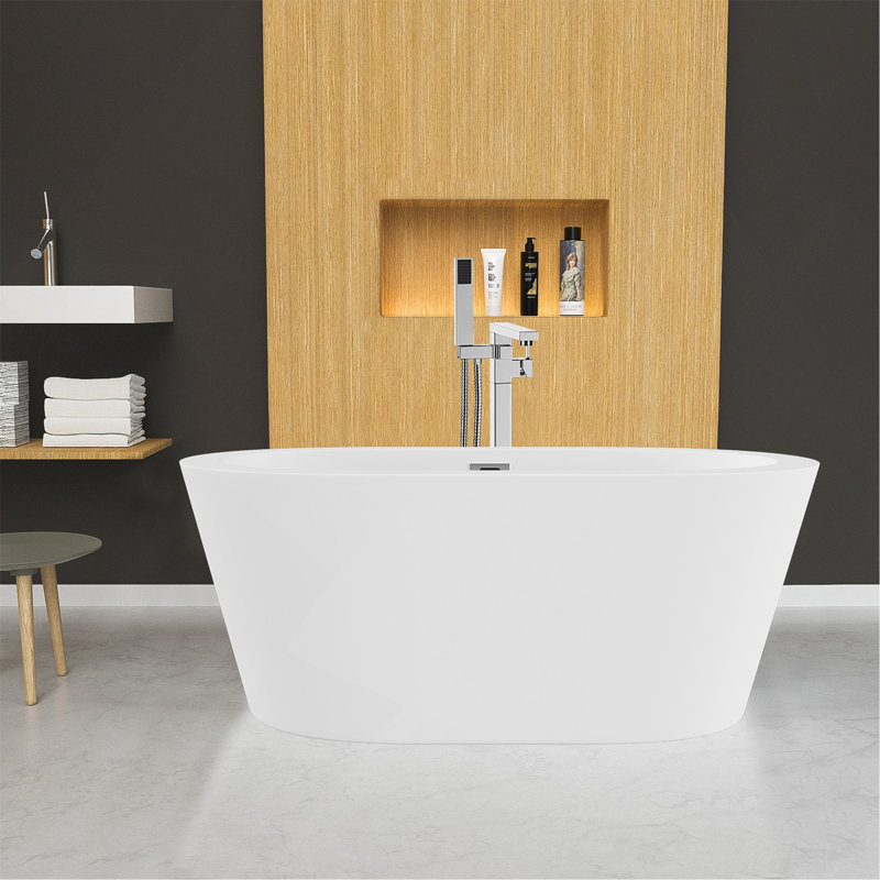 Freestanding Bathtub Faucet with Hand Shower, Brushed Nickel