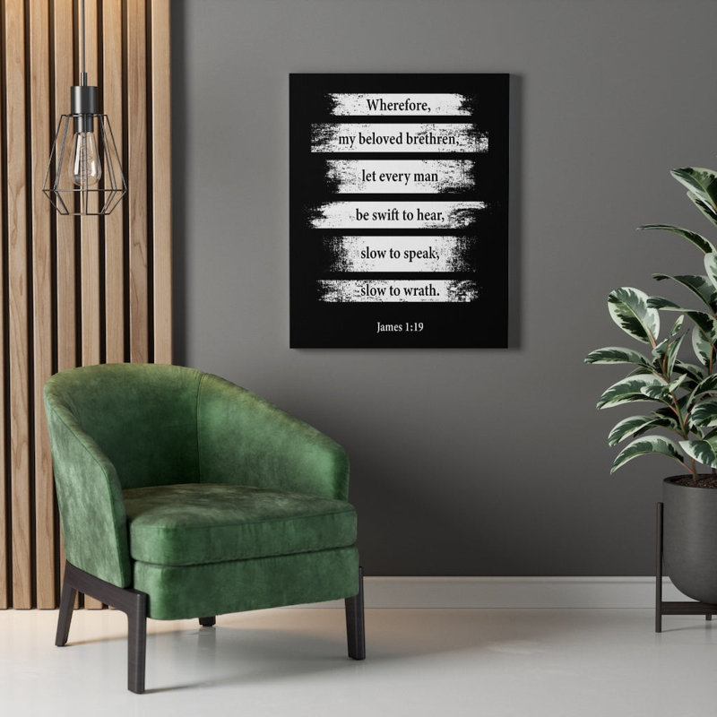 Slow to Wrath James 1:19 1 Piece Wrapped Canvas Wall Art, 76cm H x 61cm W